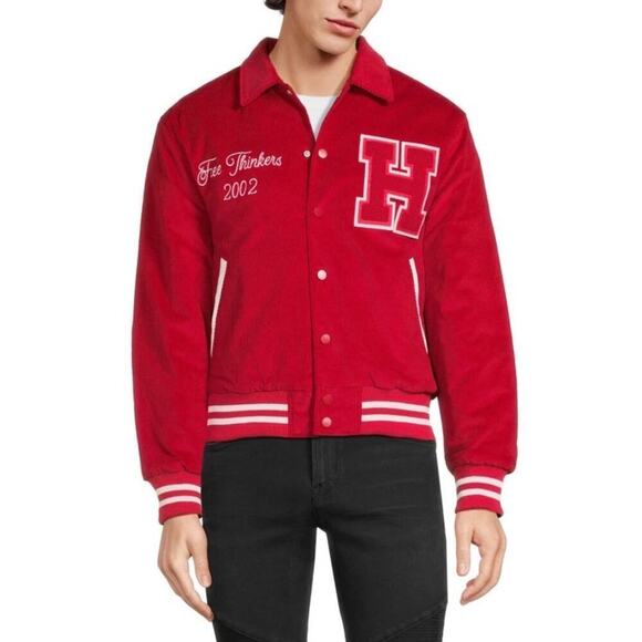 Hudson Jeans Corduroy Varsity Jacket Red size Medium - Picture 1 of 10